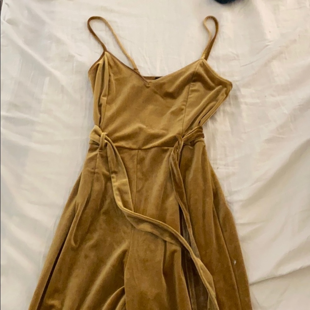 FOREVER 21 gold velvet jumpsuit